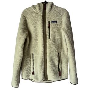 Patagonia Retro Pile Hoody Womens Medium Pelican Beige Fleece Jacket
